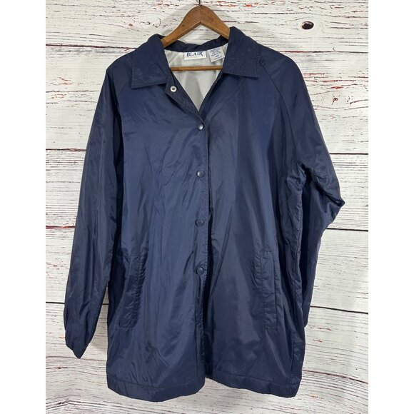 Blair Navy Blue Snap Front Lightweight Jacket Womens Medium Vtg - Picture 1 of 6